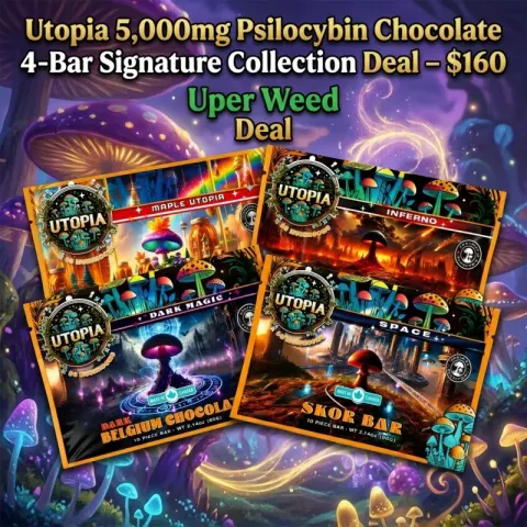 Utopia 5,000mg Psilocybin Chocolate 4-Bar Signature Collection Deal – $160