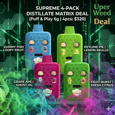 Supreme 4-Pack Distillate Matrix Deal (Puff & Play 6g | 4pcs: $320)