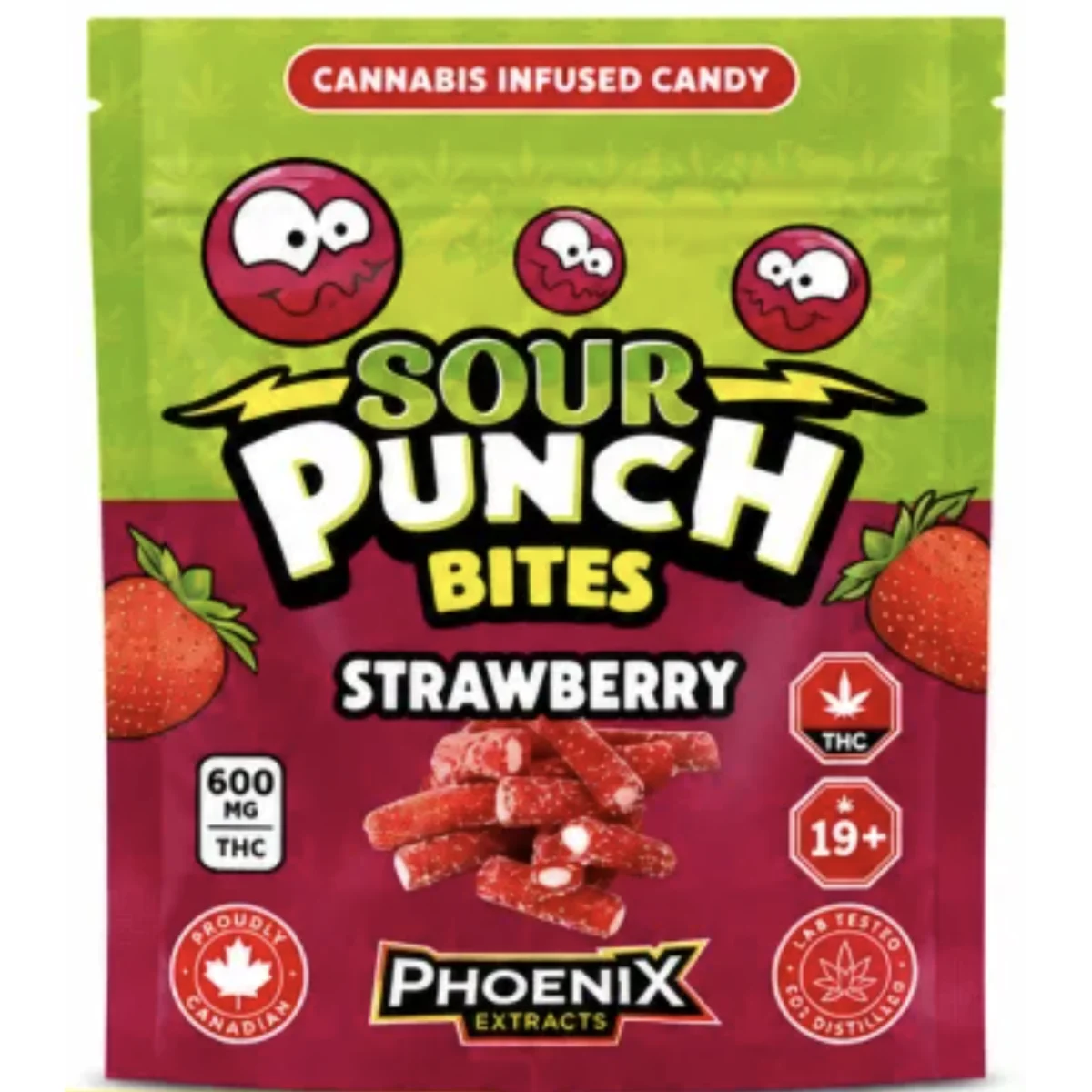 Sour Punch Bites THC Candies 600 MG - Strawberry product image