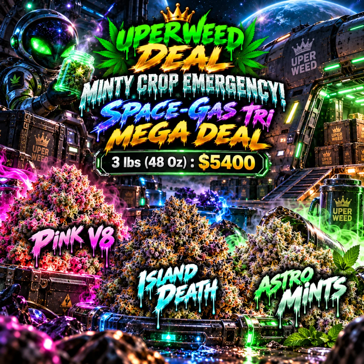 MINTY CROP EMERGENCY! Space-Gas Tri MEGA DEAL [3 lbs (48 Oz) : $5400]